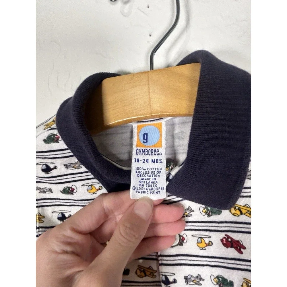 Gymboree Vintage Long Sleeve bodysuit Air Planes Blue 18-24 Months 90s Kids